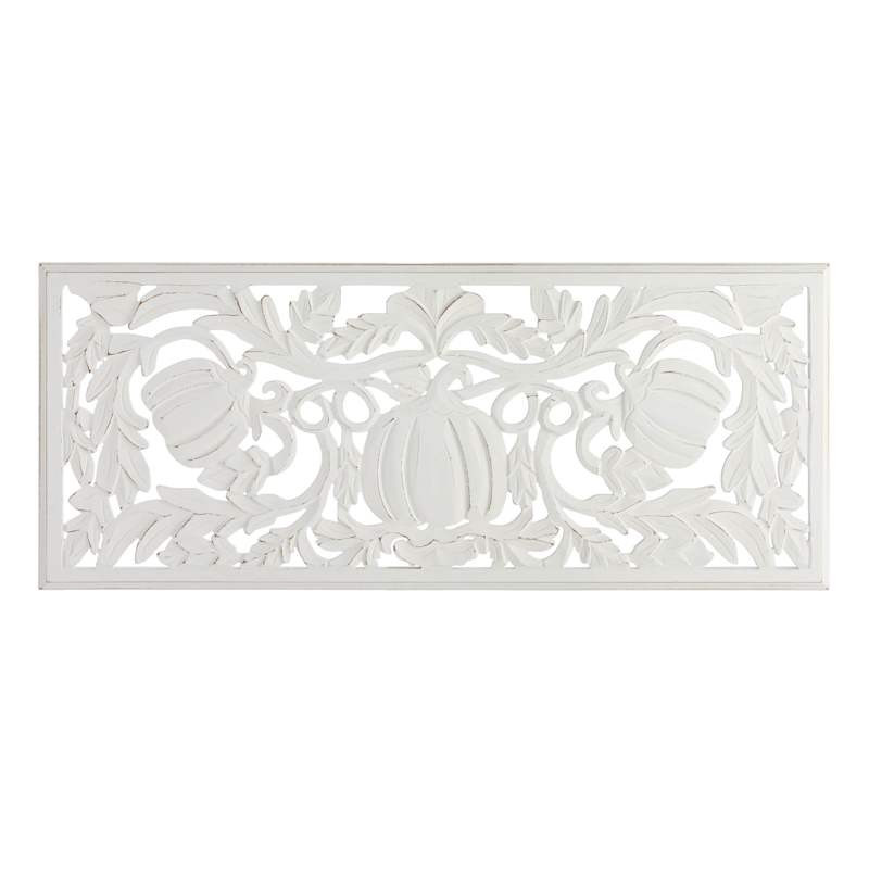 White Wooden Pumpkin Carving Wall Decor, 36x15 | At Home