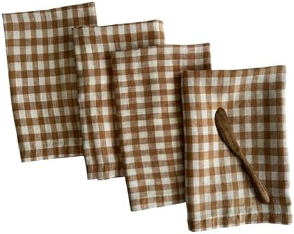 Linen Napkins – 100% French Flax – Stonewashed Pure Linen Cloth Napkins – Mitered Corners ... | Amazon (US)