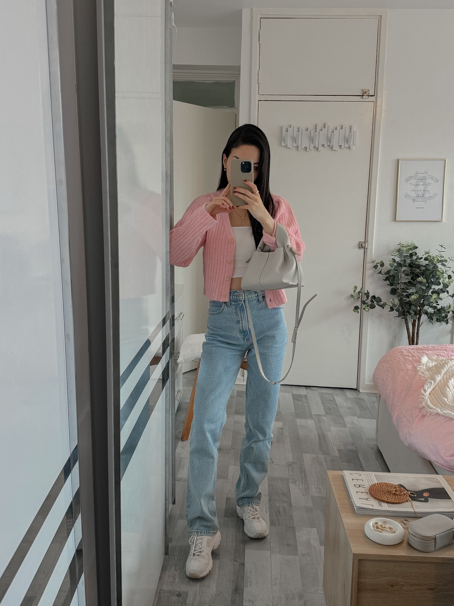 Pink cardigan for Spring 🩷 wearing size 23 Regular in the Abercrombie jeans. My height is 5 ft 4 and I usually wear size UK 4-6. 

#LTKshoecrush #LTKsalealert #LTKstyletip