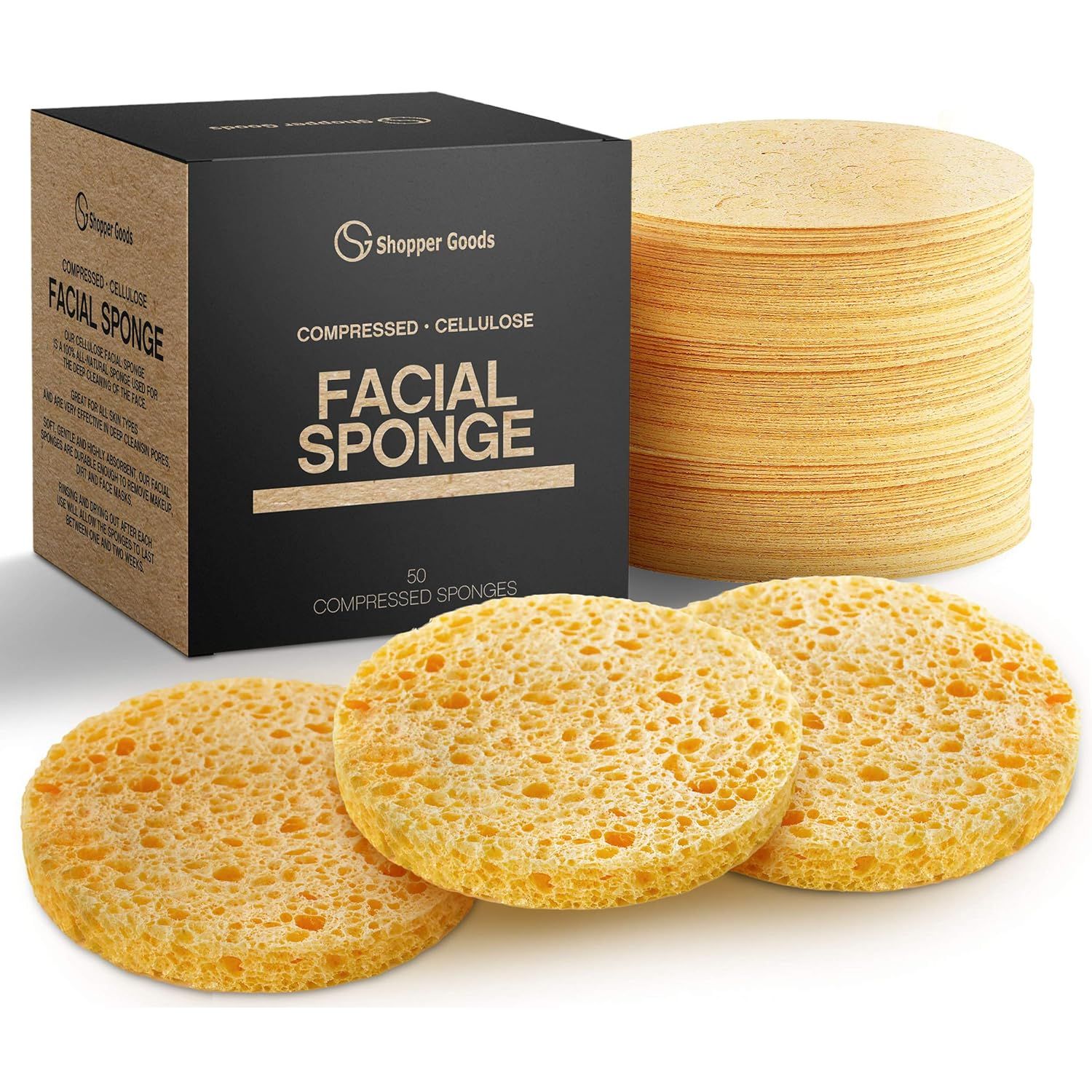 Facial Sponges 100% Natural Compressed Cellulose (50 Count Pack) | Eco-Friendly & Reusable | Make... | Amazon (US)