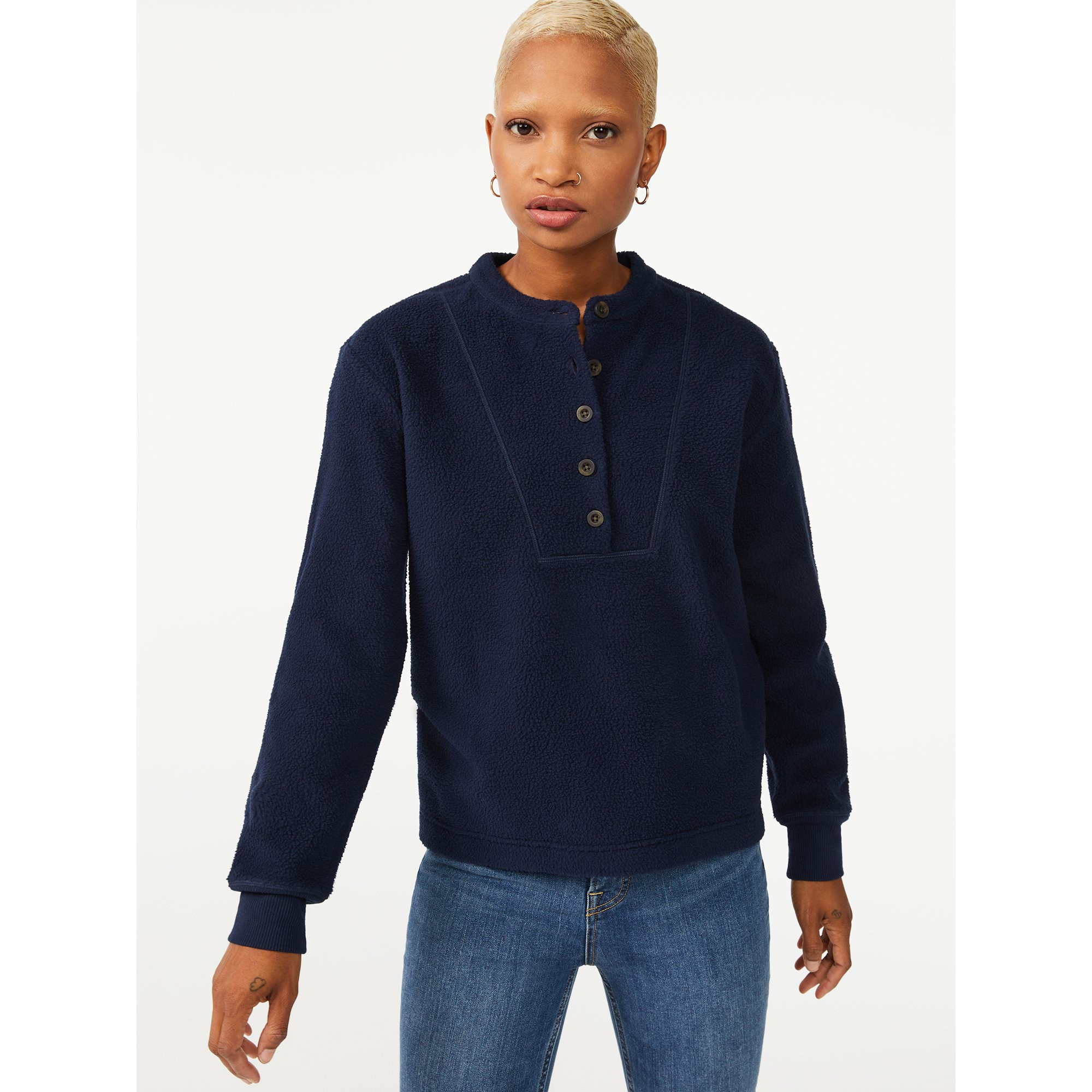 Free Assembly Women's Teddy Henley Top | Walmart (US)