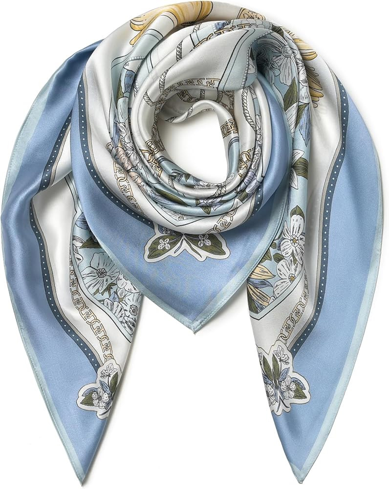 SHIROUYU 100% Pure Mulberry Silk Scarf 35" Large Square Lightweight Headscarf \u2013Women\u2019s ... | Amazon (US)