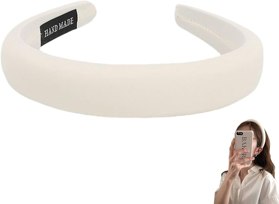 3CM Breiter Haarreif für Damen, Klassisches Weiß Haarband, Vielseitiges Stirnband aus Strapazie... | Amazon (DE)