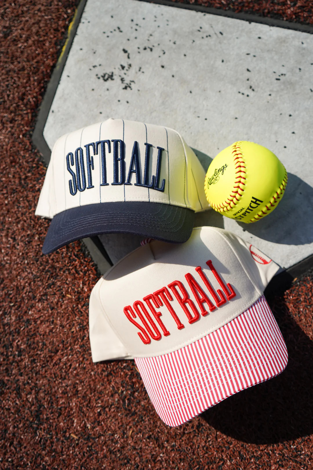 Softball - Striped Trucker Hat | KenzKustomz