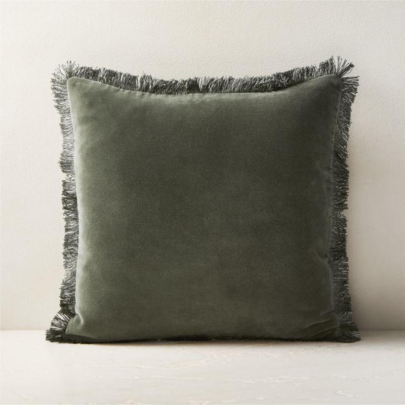 Bettie Forest Green Velvet Throw Pillow Cover 18'' + Reviews | CB2 | CB2