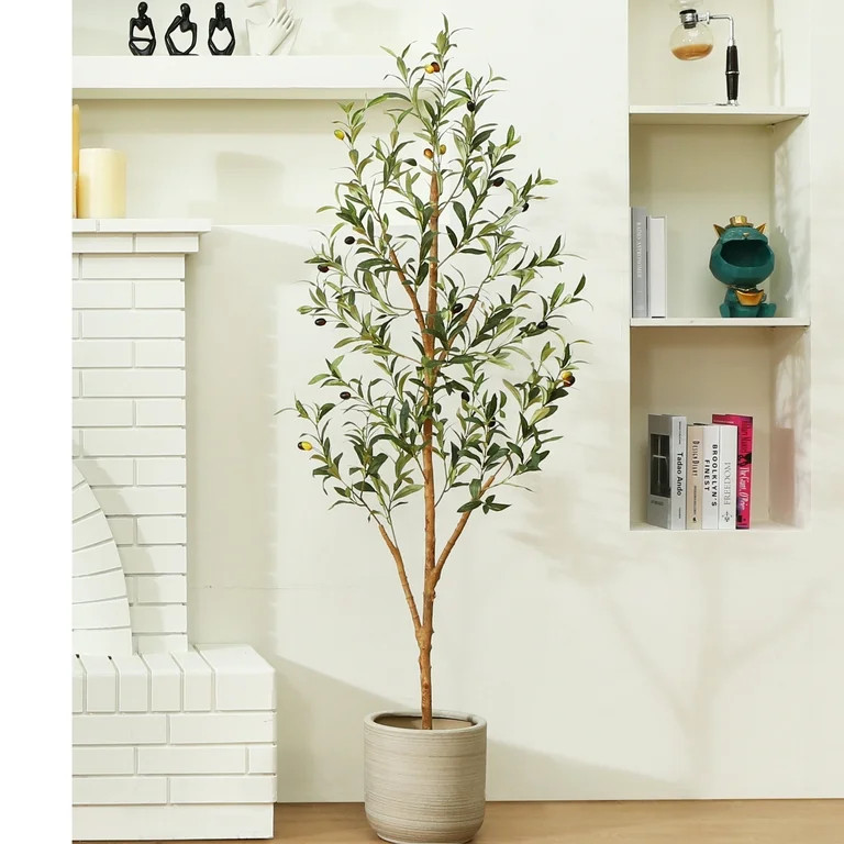 5 ft Artificial Olive Plants with Realistic Leaves and Natural Trunk, Silk Fake Olive Tree in Bla... | Walmart (US)