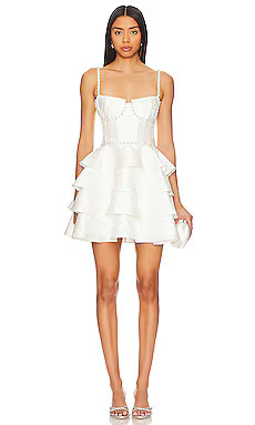 V. Chapman Luciana Corset Mini Dress in White Baroque Floral from Revolve.com | Revolve Clothing (Global)