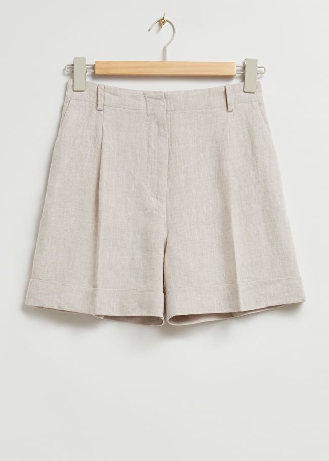 Tailored Wide-Leg Linen Shorts - Light Beige - Shorts - & Other Stories US | & Other Stories US