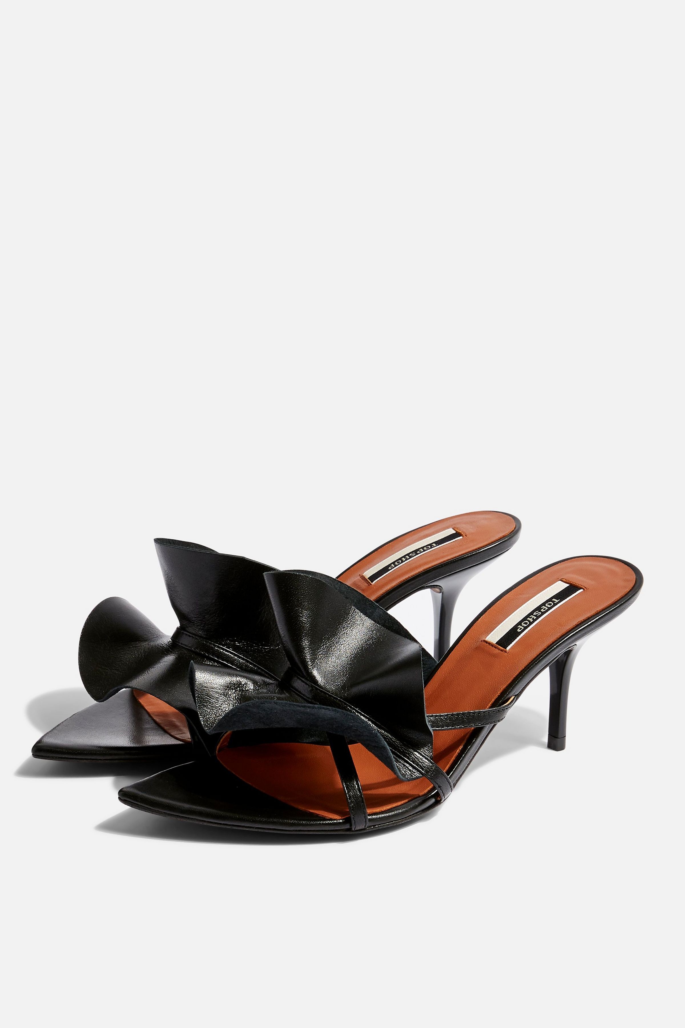 RUFFLE Black V Point Mules | Topshop UK