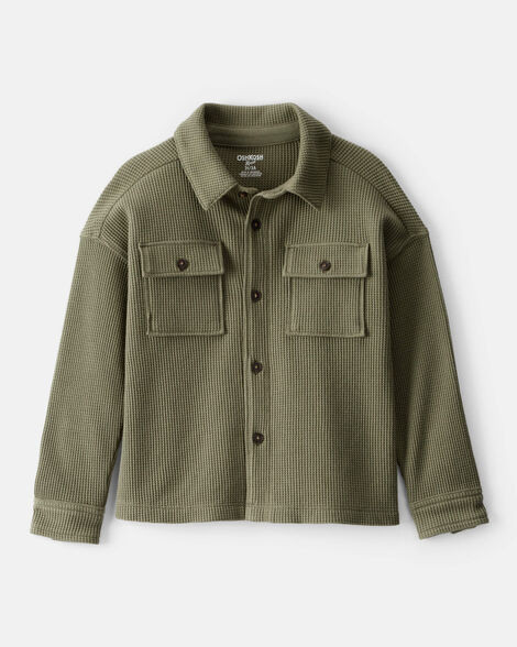 Toddler Boy Long-Sleeve Waffle Knit Utility Shirt - Green | Carter's Inc