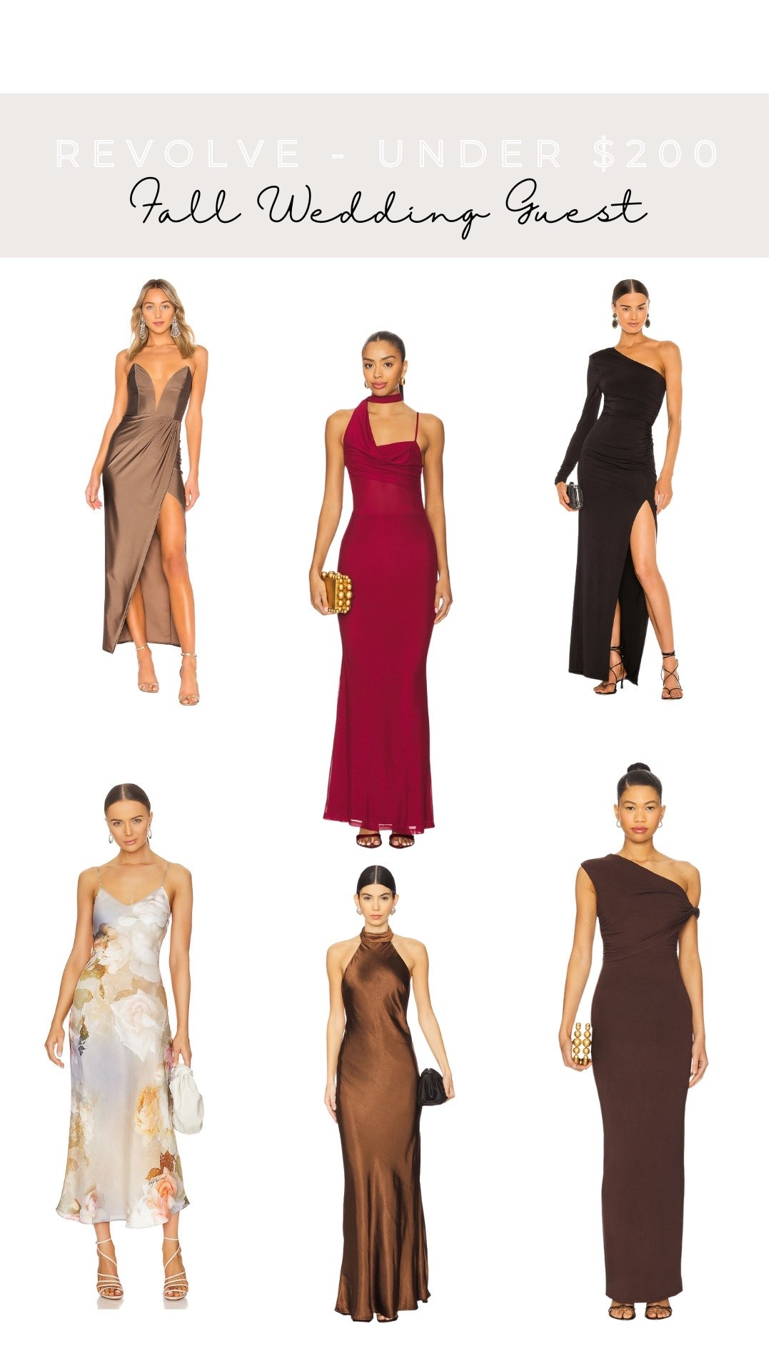 Fall wedding guest dresses under $200 | revolve fall wedding guest haul | affordable fall wedding guest dresses | fall cocktail wedding guest dress | fall formal wedding guest dress | fall floor length wedding guest dress | fall wedding season | fall dresses | fall formal dresses | affordable fall dresses | wedding guest dress | neutral wedding guest dress 


#LTKautumn #LTKStyleTip #LTKWedding