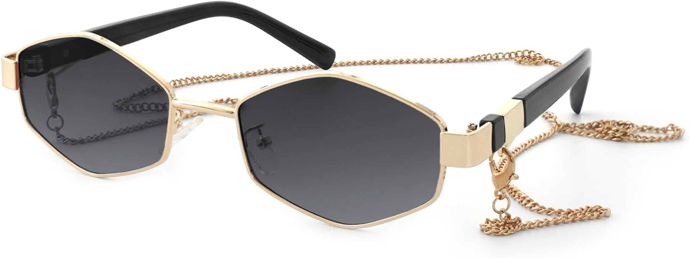 JiSoo Retro Hexagon Sunglasses for Women - Gold Sunglasses Womens Trendy, Vintage Festival Sungla... | Amazon (US)