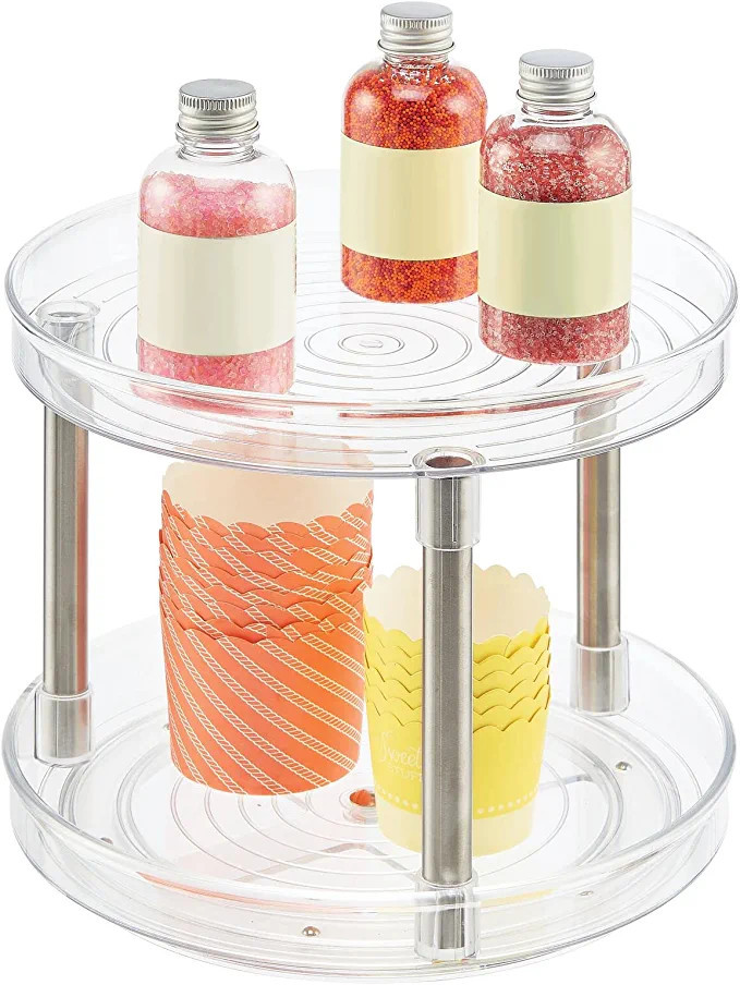 mDesign 2-Tier Lazy Susan Turntable Food Storage Container for Cabinets, Pantry, Fridge, Countert... | Amazon (US)
