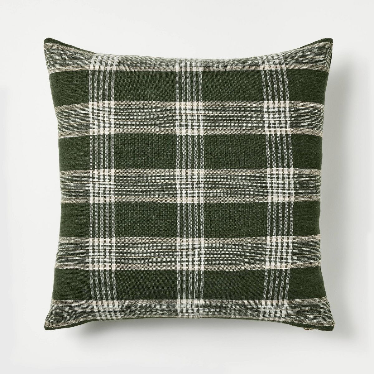 Woven Plaid Square Throw Pillow with Zipper Pull Green - Threshold™ designed with Studio McGee | Target