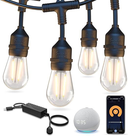 XMCOSY+ Smart LED Outdoor String Lights, 123Ft Patio Lights with 40 Shatterproof Dimmable Edison ... | Amazon (US)
