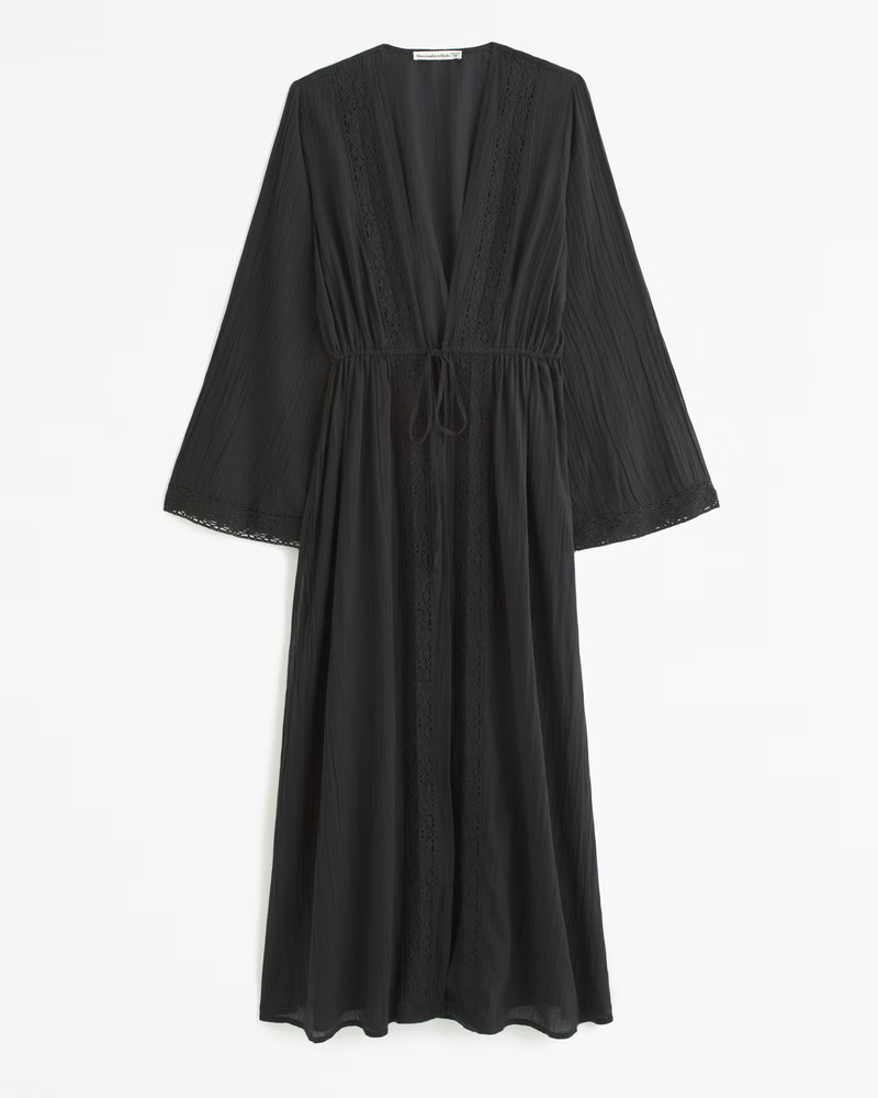 Long-Sleeve Tie-Front Maxi Dress Coverup | Abercrombie & Fitch (US)