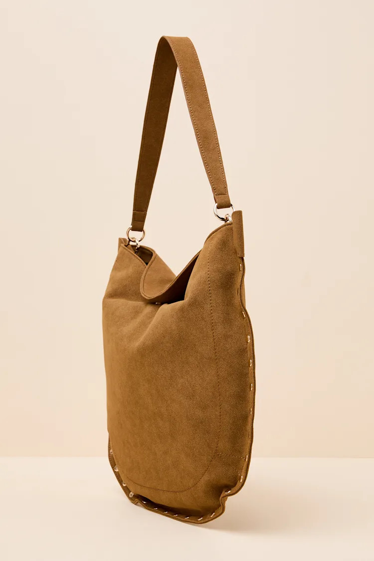 Vix Light Brown Suede Studded Tote Bag | Lulus