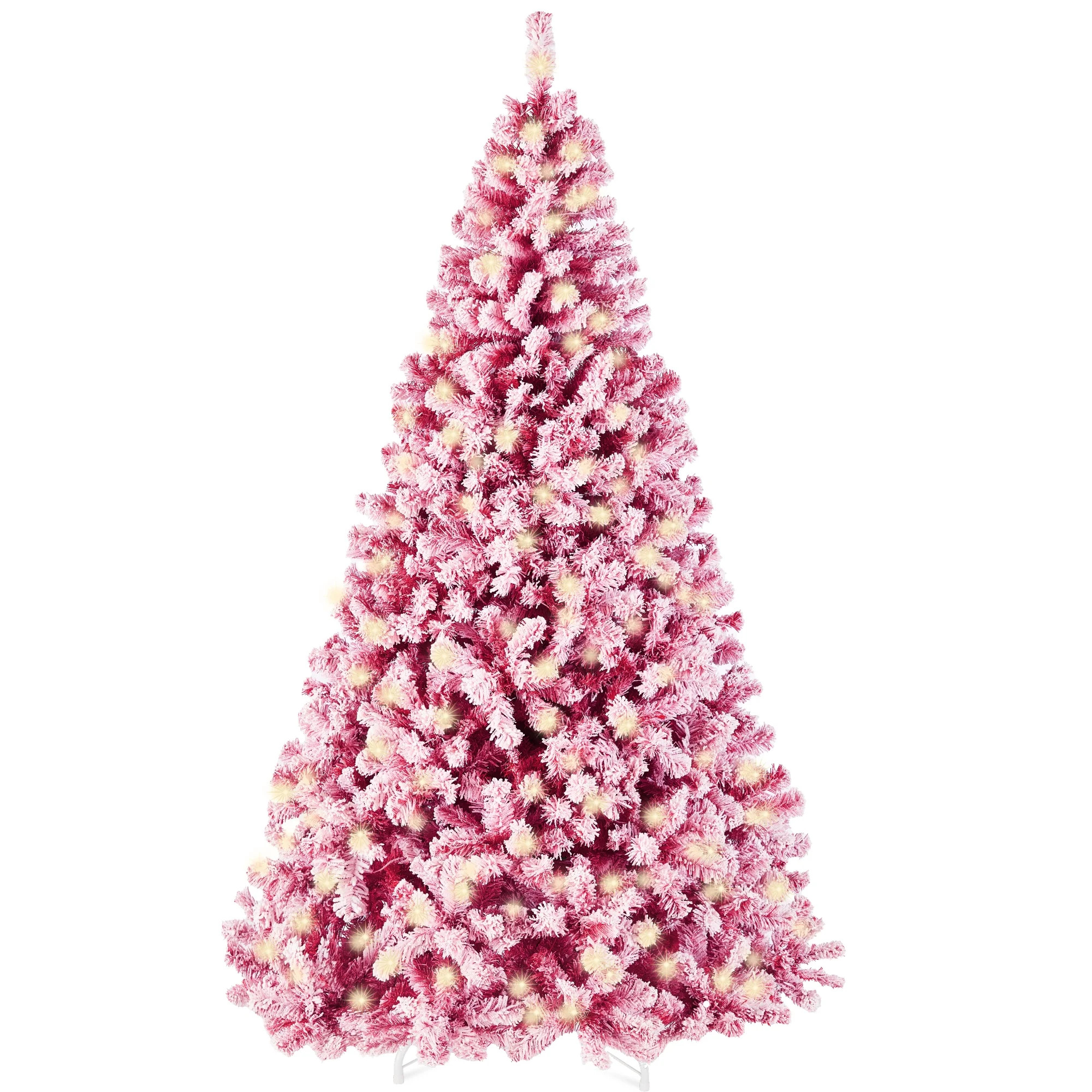 Best Choice Products 6ft Prelit Pink Artificial Christmas Tree, Snow Flocked Full Holiday Decorat... | Walmart (US)