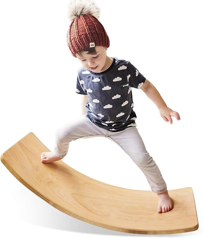 Wooden Wobble Balance Board Waldorf Toys Balance Board Kid Yoga Board Curvy Board - Wooden Rocker... | Amazon (US)