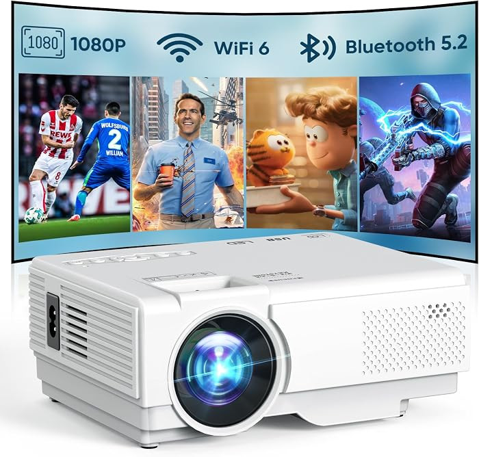 NISOO Mini Projector with WiFi and Bluetooth, 1080P Outdoor Movie Projector | Amazon (US)