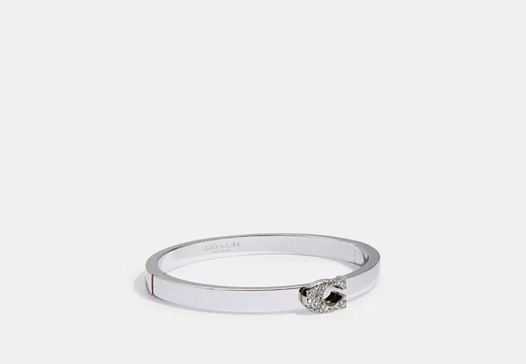 Coach Outlet Pave Signature Hinged Bangle - Grey | Coach Outlet US