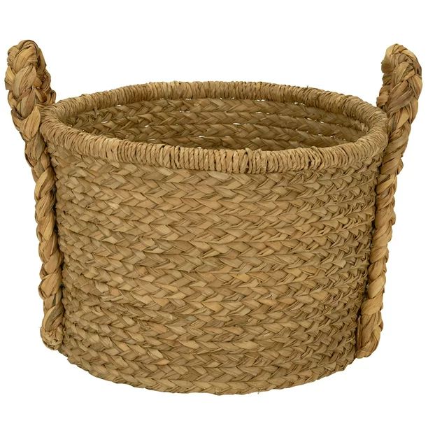 Household Essentials Large Wicker Floor Basket With Braided Handle | Walmart (US)