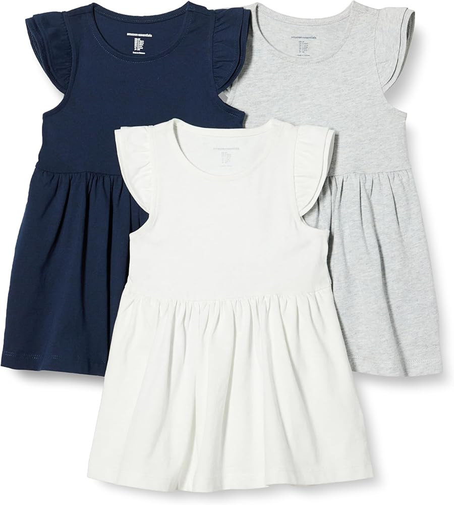 Amazon Essentials Girls and Toddlers' Ruffle Jersey Dress, Pack of 3 | Amazon (US)