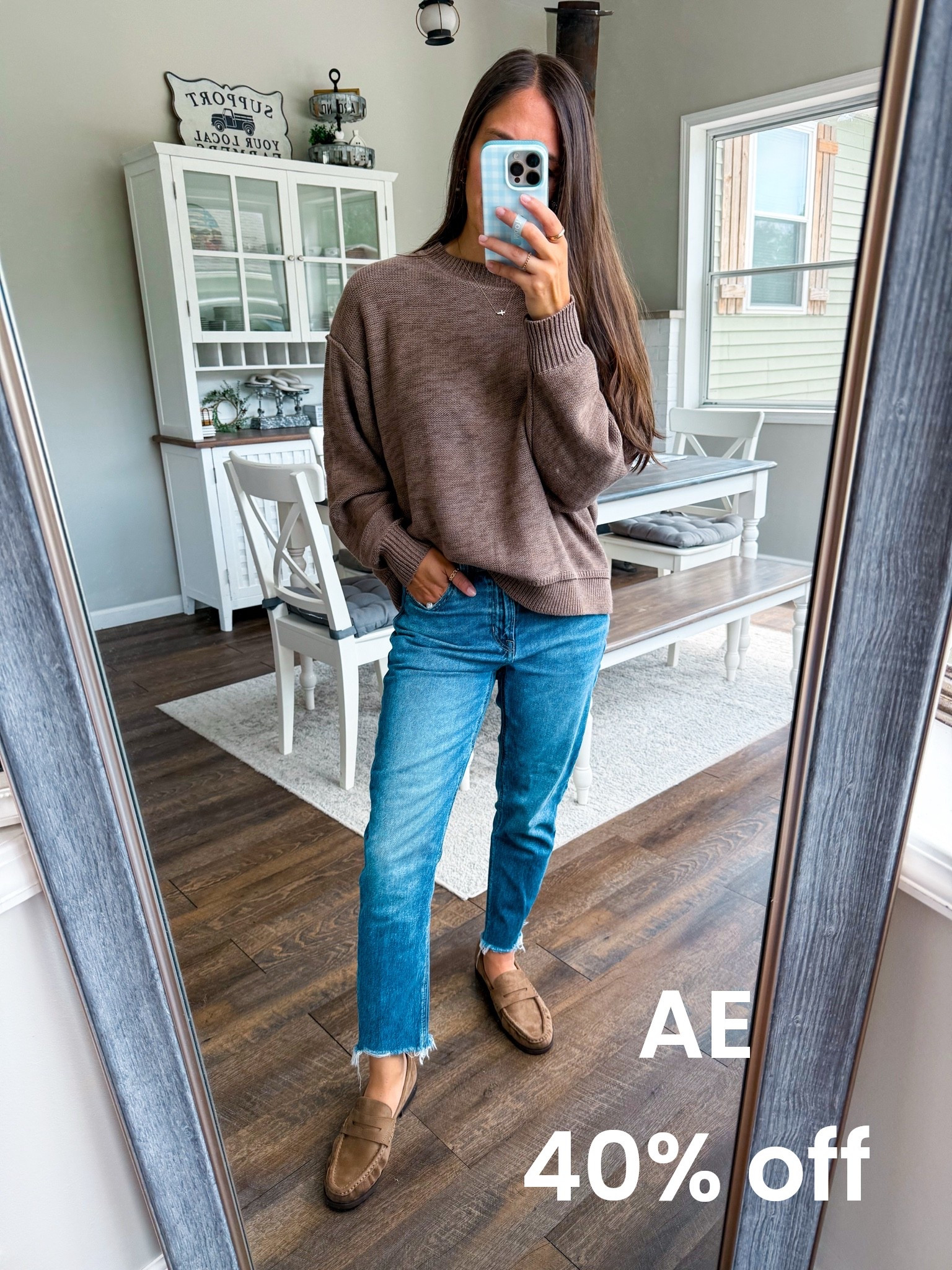 @ae 40% off sweater and jeans! Wearing xxs top. Denim tts short shoes tts

#LTKootd #LTKgrwm #LTKmomlife