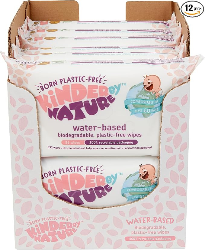 Jackson Reece Kinder by Nature Water-Based Baby Wipes - 56 Count (Case of 12 packs) | Amazon (US)