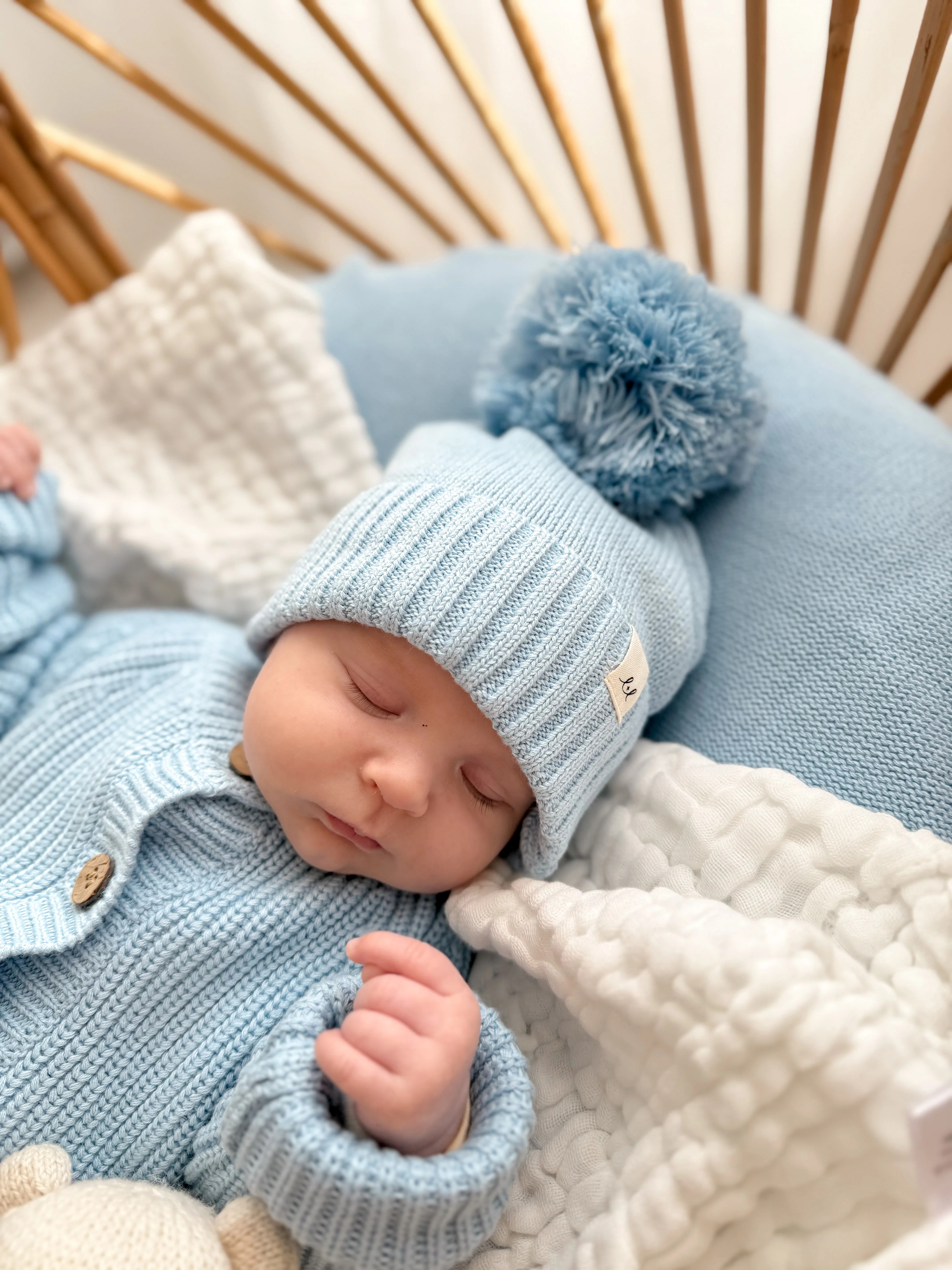 Luna + Luca Pom Beanie - Powder Blue | Luna + Luca