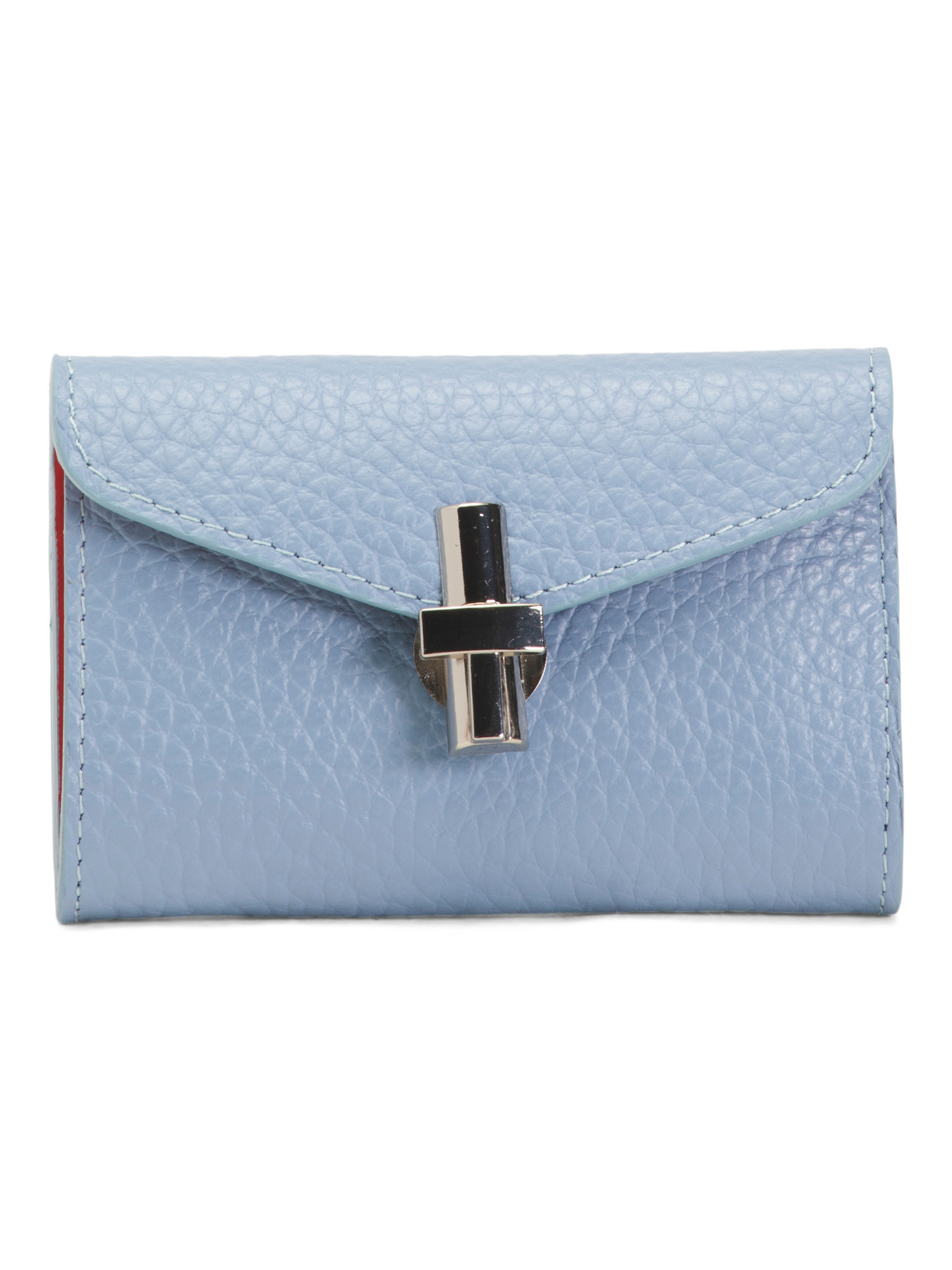Made In Italy Leather Large V Flap With Nickel Metal Hardware Wallet | TJ Maxx