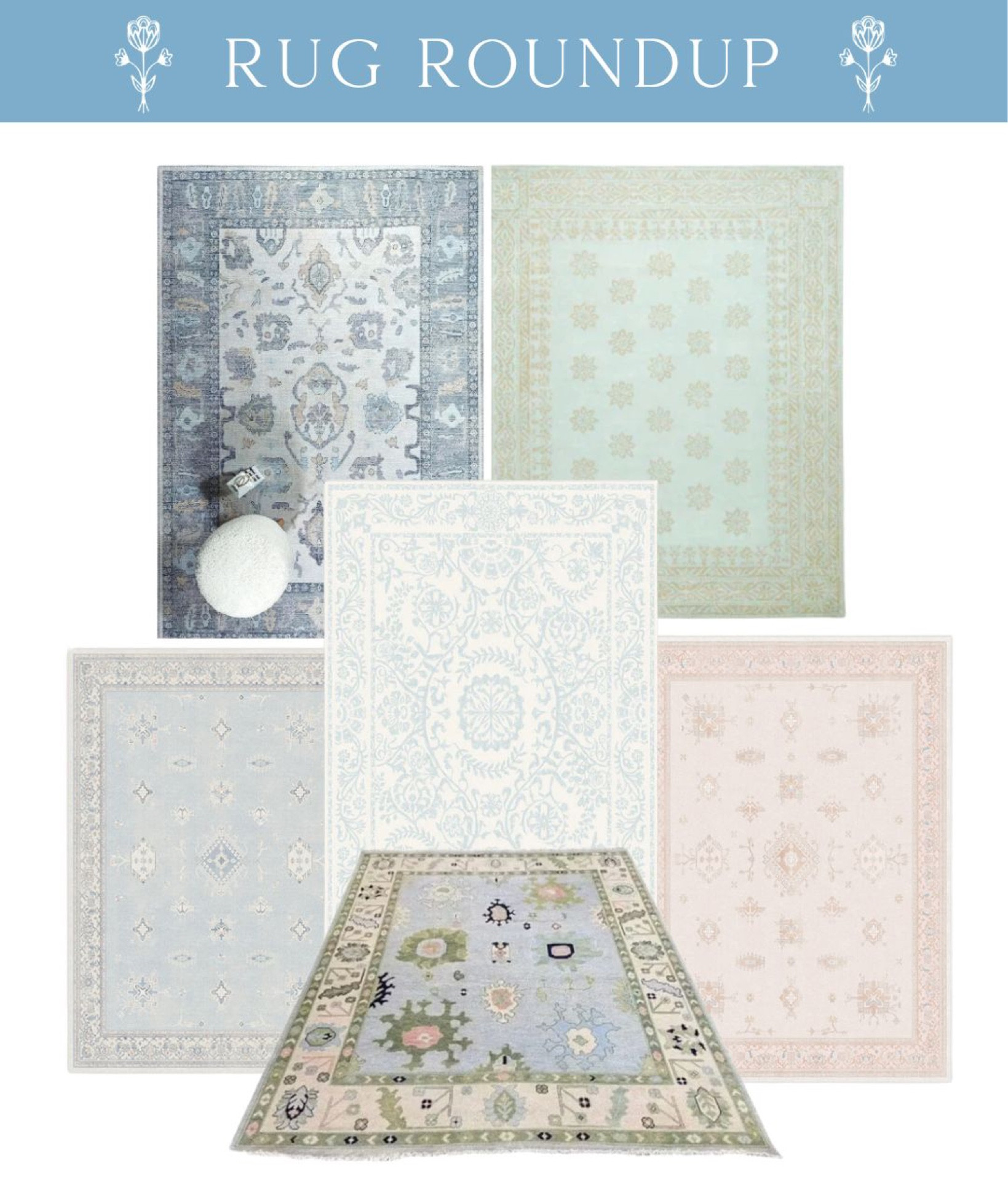 Rug roundup, Grandmillennial rugs, Oushak look rugs, Classic home rugs, coastal rugs

#LTKhome