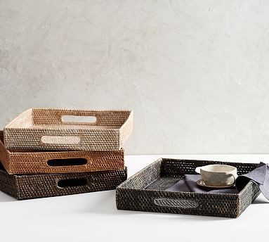 Tava Handwoven Rattan Serving Tray | Pottery Barn (US)