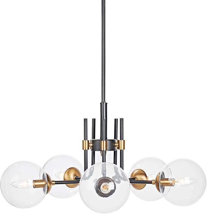 MOTINI 5-Light Sputnik Chandelier with Clear Glass 5LT Modern Pendant Geometric Light Rod Hanging... | Amazon (US)