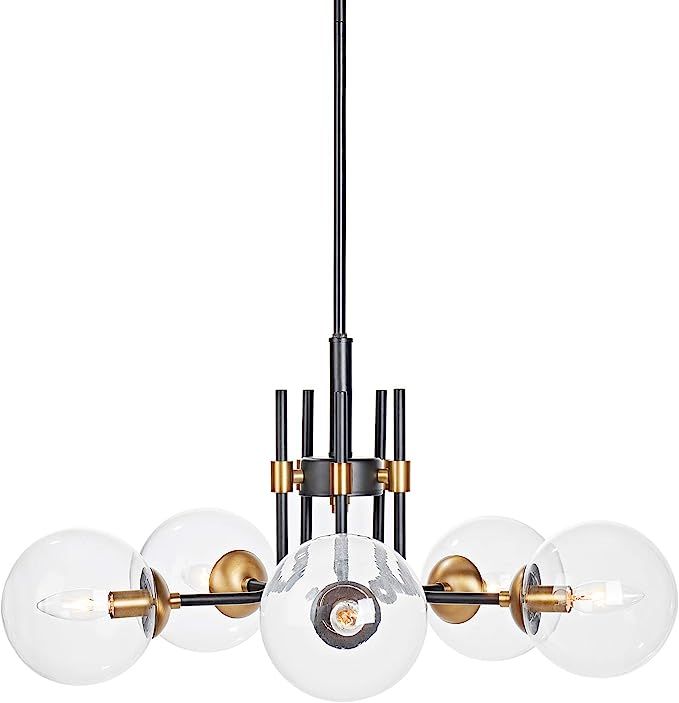 MOTINI 5-Light Sputnik Chandelier with Clear Glass 5LT Modern Pendant Geometric Light Rod Hanging... | Amazon (US)