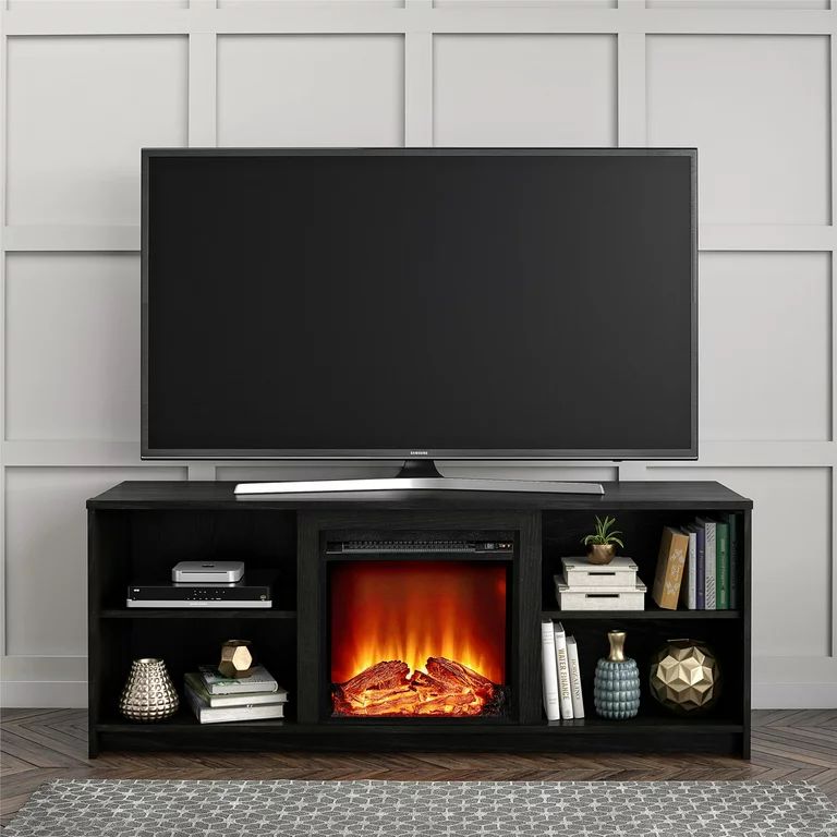 Mainstays Fireplace TV Stand for TVs up to 65", Black Oak | Walmart (US)