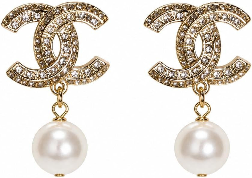 Crystal Rhinestone Pearl Drop Earrings, Gold Tone | Amazon (US)