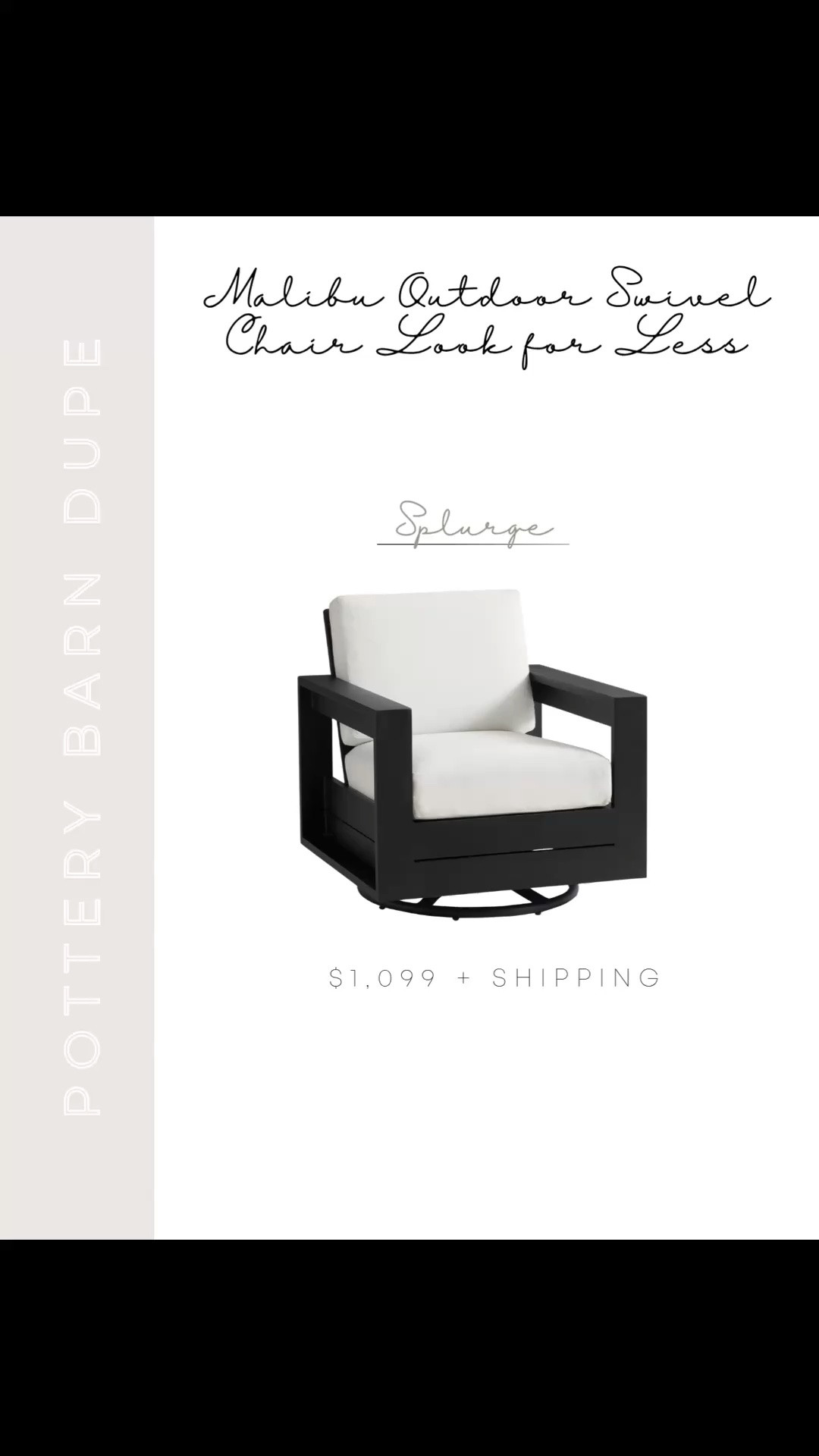 If you love the look of the Pottery Barn Malibu metal swivel outdoor chair but not the price tag, these are the best look-for-less options I’ve found. Same sleek matte black frame and crisp white cushions, just way more budget friendly 🤍 Linking my favorites here so you can easily compare.

#LTKSaleAlert #LTKHome