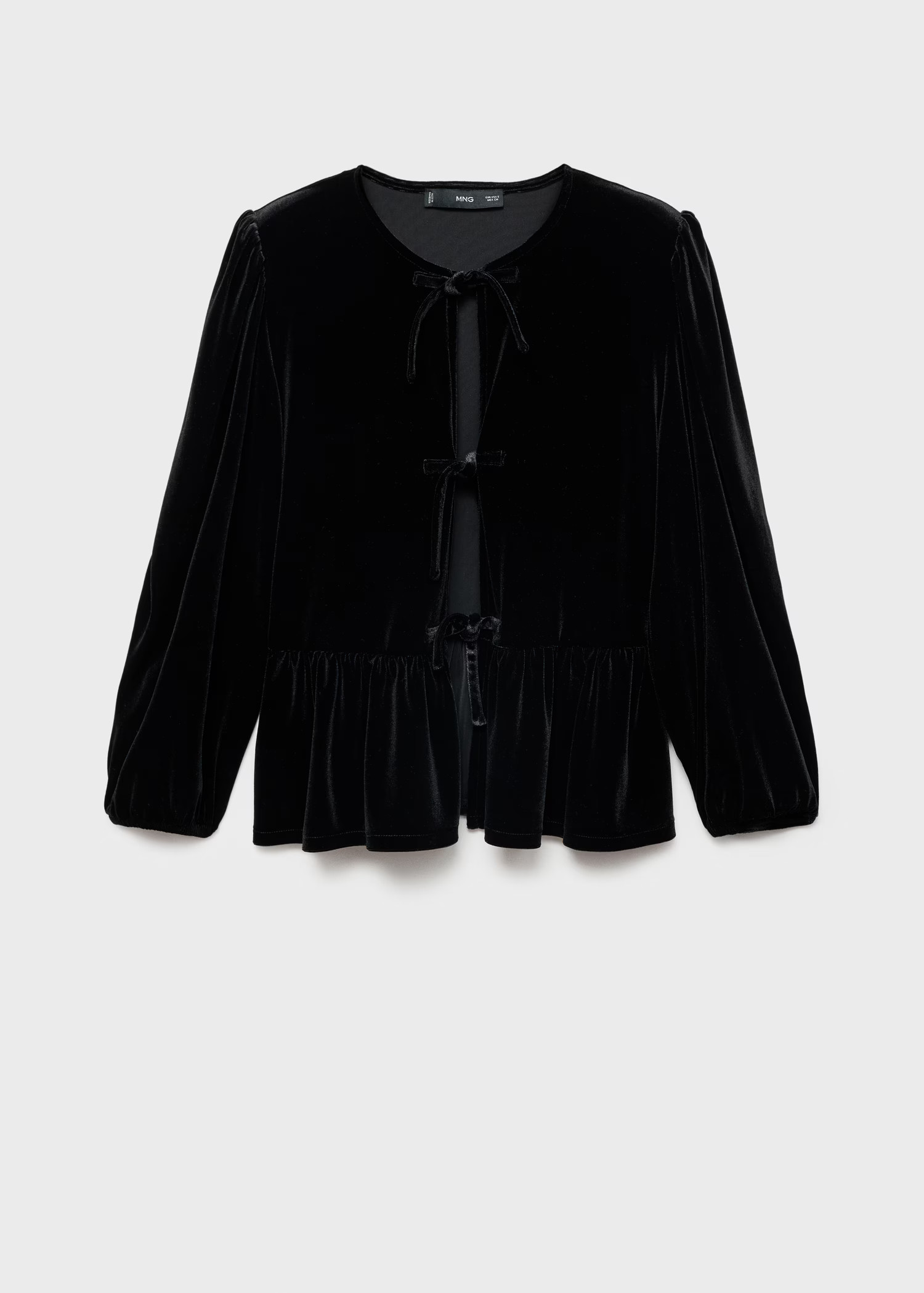 Velvet blouse with bows - Women | MANGO United Kingdom | MANGO (UK)