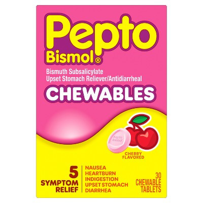 Pepto-Bismol Chewable Tablets, Upset Stomach Relief, Anti Diarrheal - Cherry - 30ct | Target
