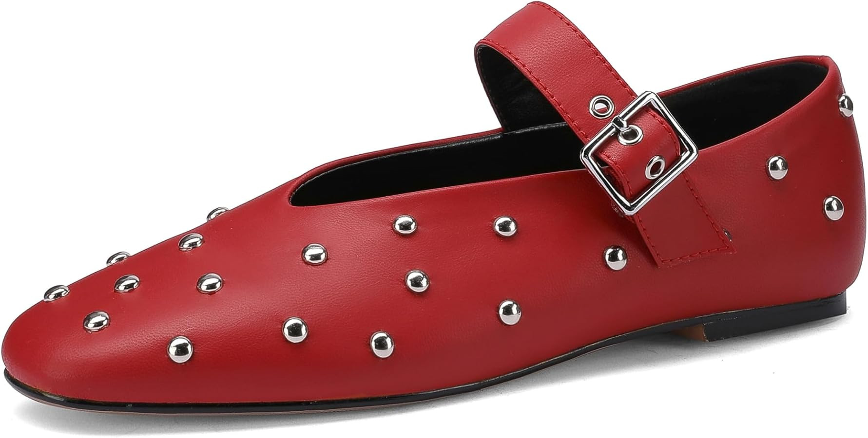 Stylish Mary Jane Studded Flats for Women Comfortable Ballet Buckled Ballerina Shoes for Work, Of... | Amazon (US)
