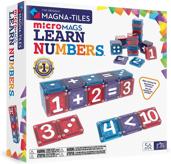 MAGNA-TILES microMAGS Learn Numbers 56-Piece Magnetic Construction Set, The Original Magnetic Bui... | Amazon (US)