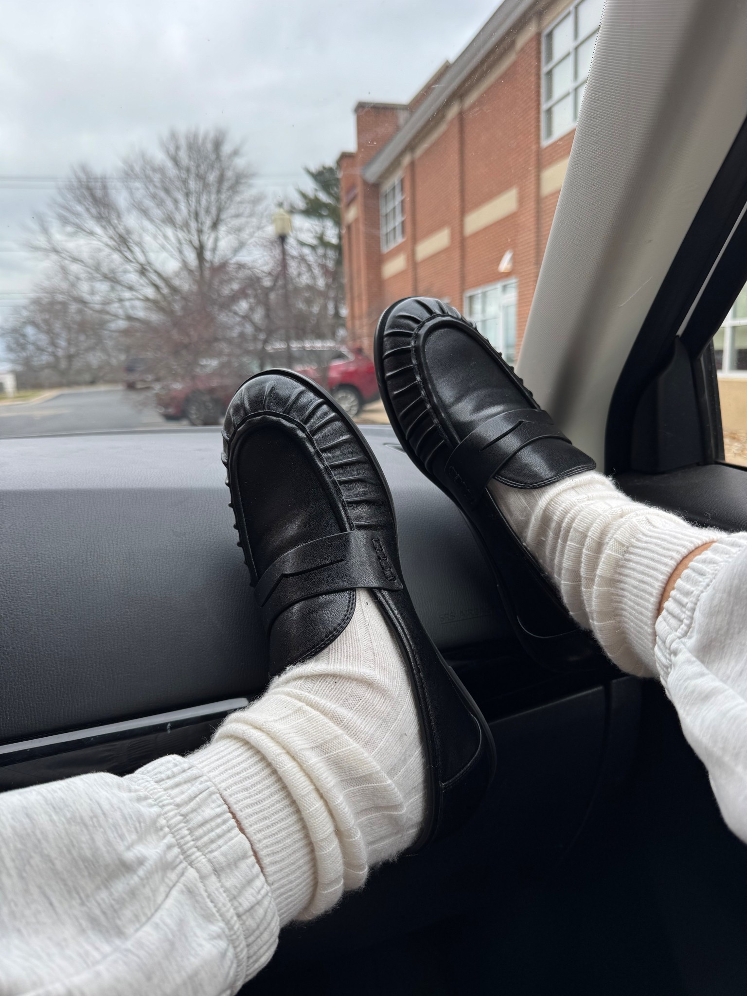 cashmere slouch socks, joggers, and loafers 

#LTKootd