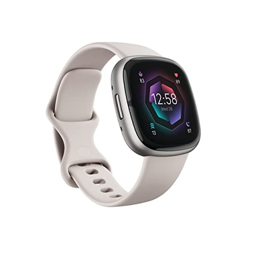 Fitbit Sense 2 Advanced Health and Fitness Smartwatch with Tools to Manage Stress and Sleep, ECG App, SpO2, 24/7 Heart Rate and GPS, Lunar White/Platinum, One Size (S & L Bands Included) | Amazon (US)