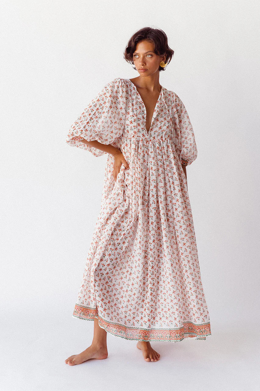 Kyra Maxi Dress ~ Coral | Daughters of India