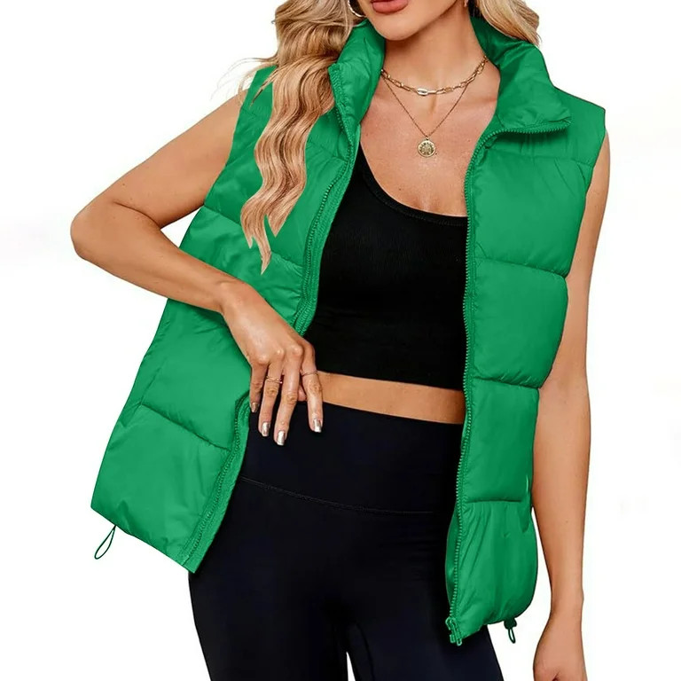 Zunfeo Winter Vest for Women Fluffy Padded Jacket Vest Warm Quilted Jackets Waistcoat with Pocket... | Walmart (US)