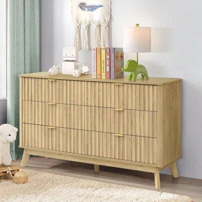 Fluted Fluted 6 Drawer Dresser for Bedroom, Modern Wide Chest of Drawers, Wood Storage Organizer for Clothes, Entryway, Hallway, Nursery or Living Roo | Wayfair North America