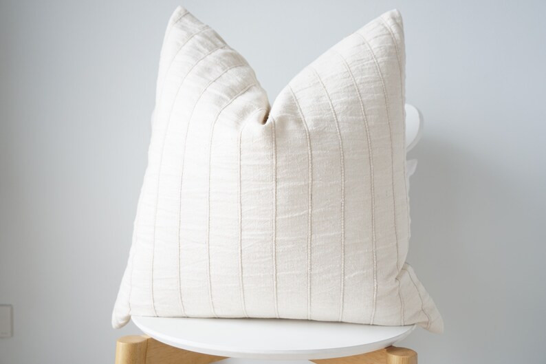 White Cream Striped Pillow Cover | Etsy (US)