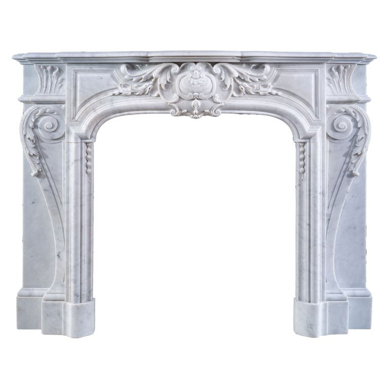Fine Belgian Fireplace in Carrara Marble | 1stDibs
