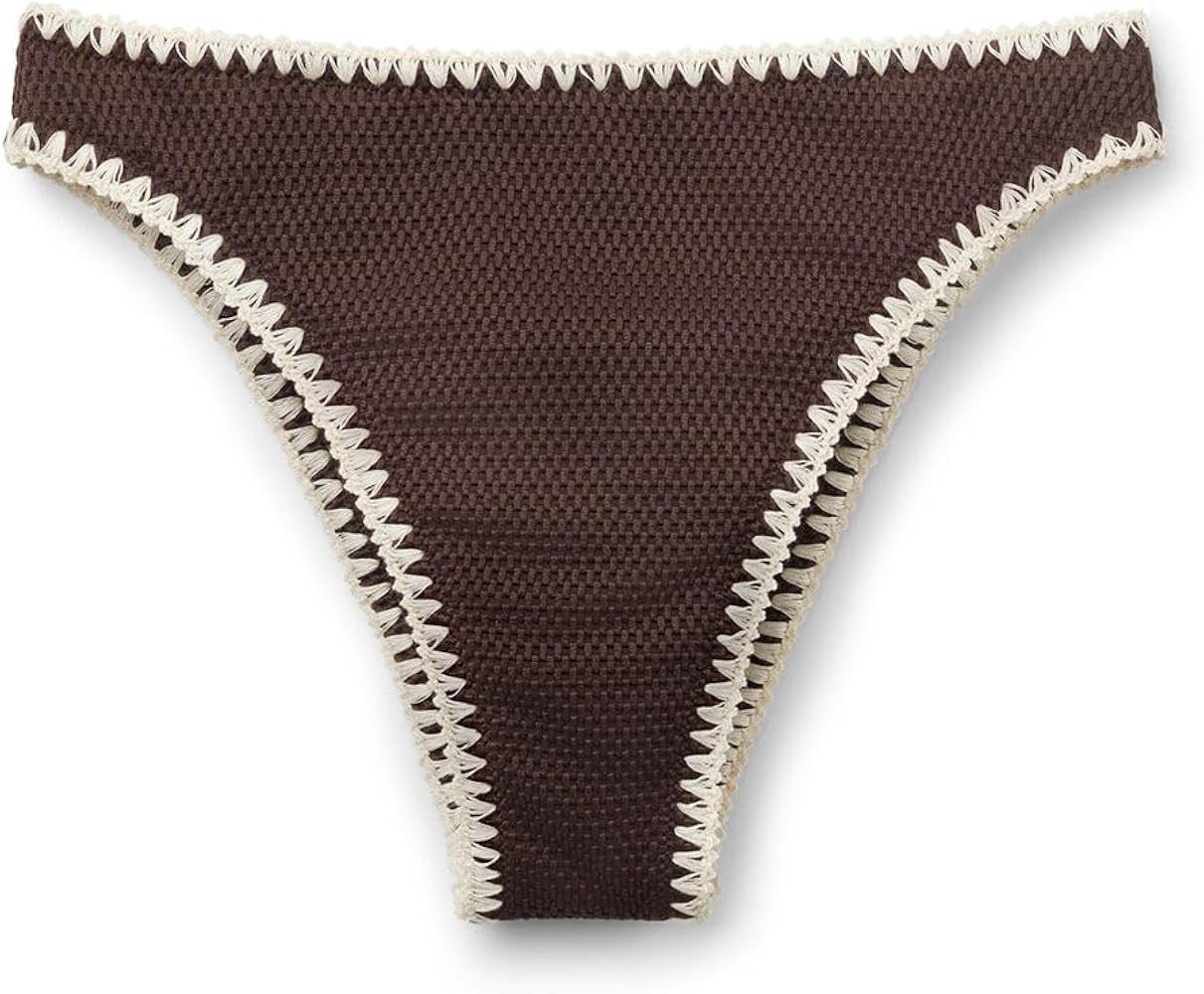 CALZEDONIA Woman's High Waist Brazilian Swimsuit Bottom Bicolor Embroidery | Amazon (US)